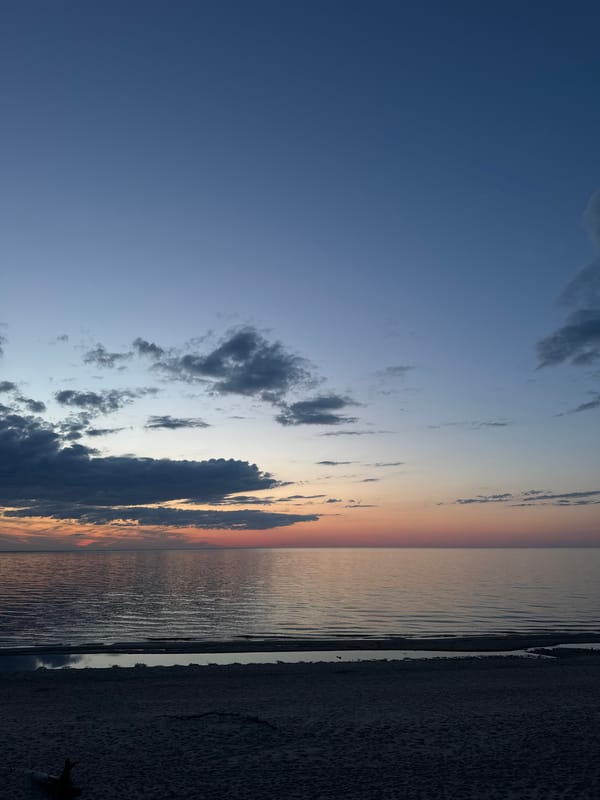 Sunset observed over beach in Riga, Latvia