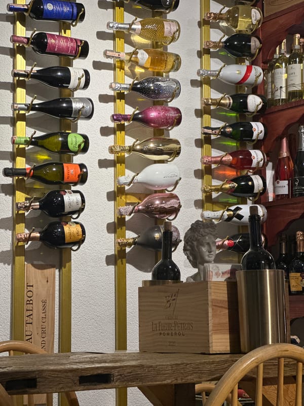 Wine display and sangria service captured in Bodrum, Turkey
