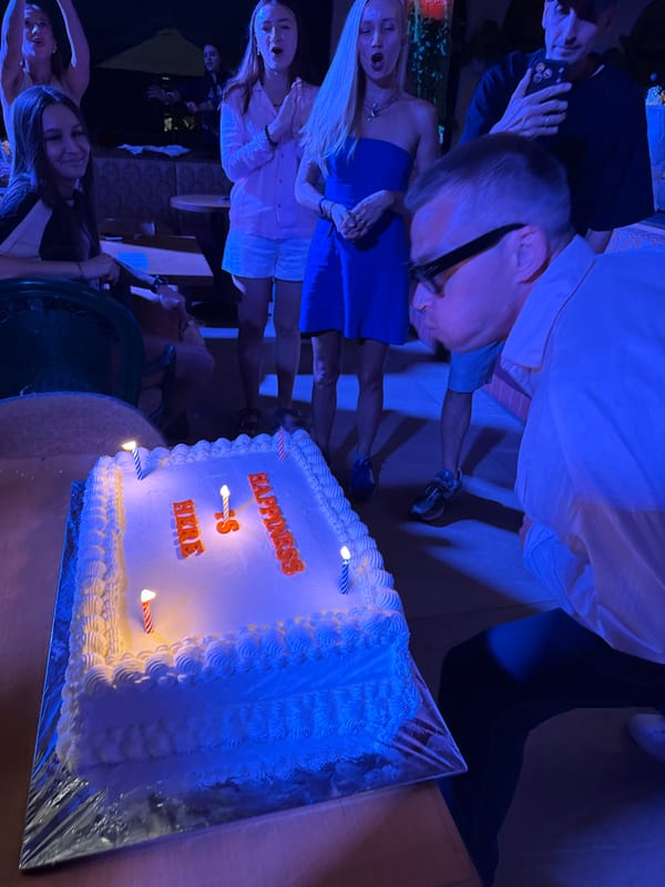 Birthday celebration with cake and speeches held in North Kuta