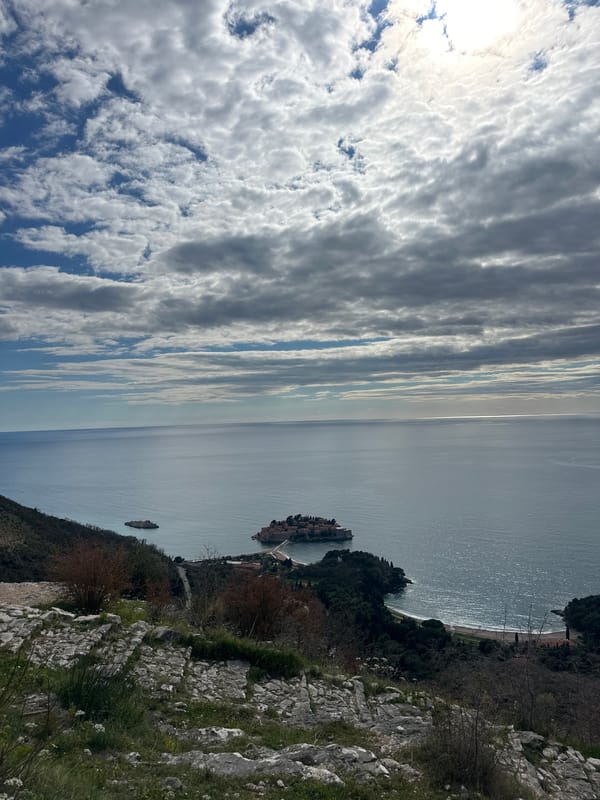 Scenic coastal views captured from Čelobrdo overlook Montenegro coastline