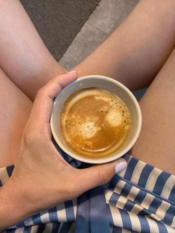 Slow morning breakfast in Pleven: espresso, yogurt, apricots