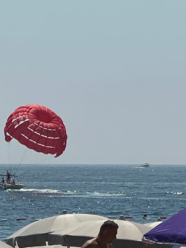 Parasailing off the Budva coast on a clear summer day