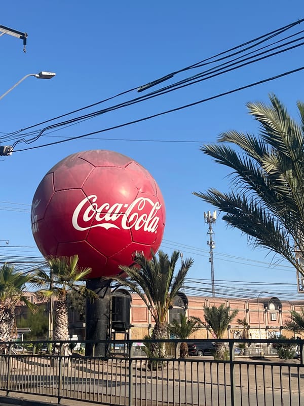 Soccer ball Coca-Cola sign spotted in Arica, Chile