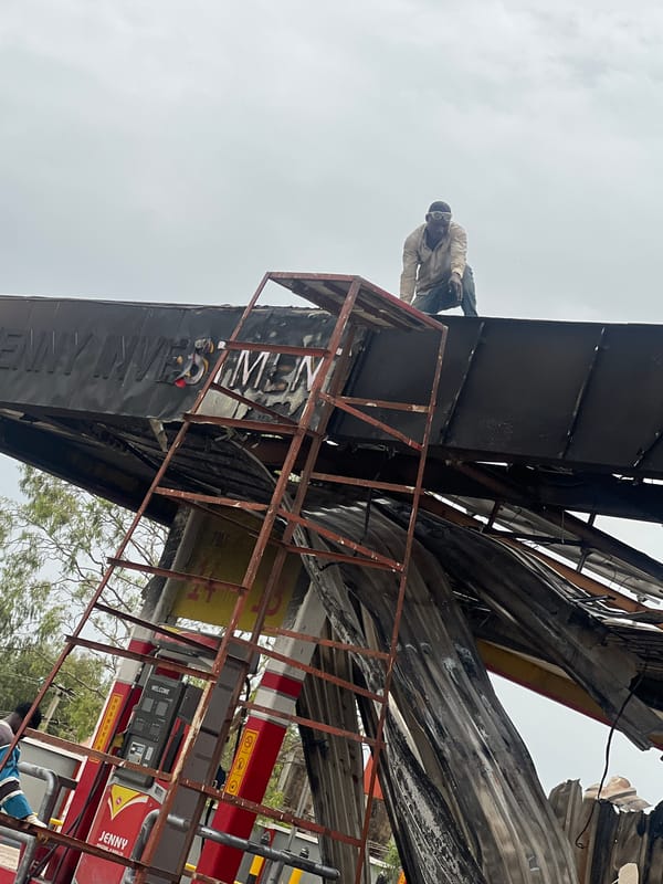 Fire-damaged gas station cleanup underway in Gura Top Nigeria