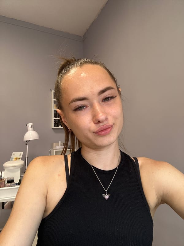 Quick selfie series, black tank and heart necklace