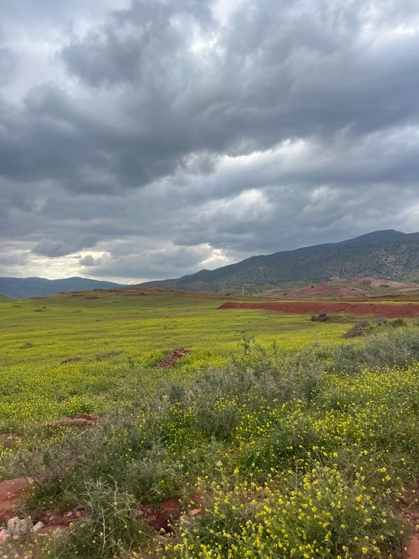 Motorcyclist pauses on scenic mountain road in Morocco