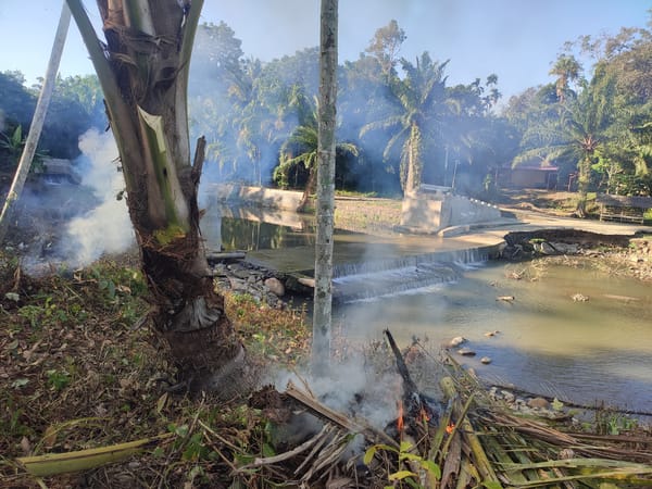 Rural dam structure documented in Saweuk, Indonesia