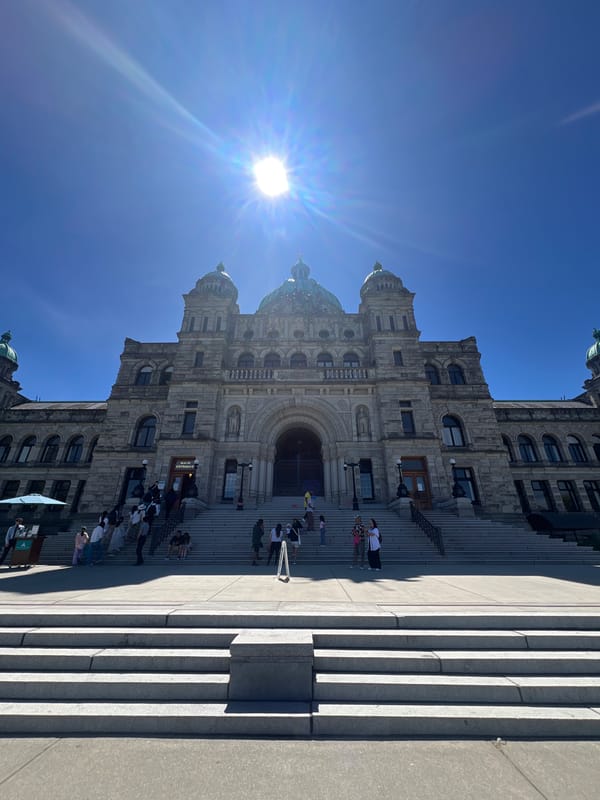 Exploring Victoria's Parliament Buildings and Inner Harbour on a summer evening