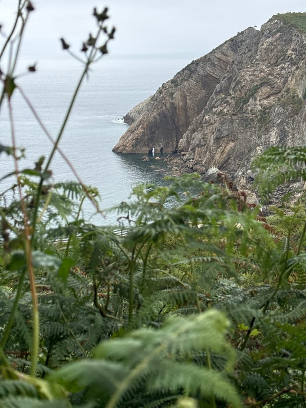 Rugged cliffs and green hillsides along the Cudillero coast
