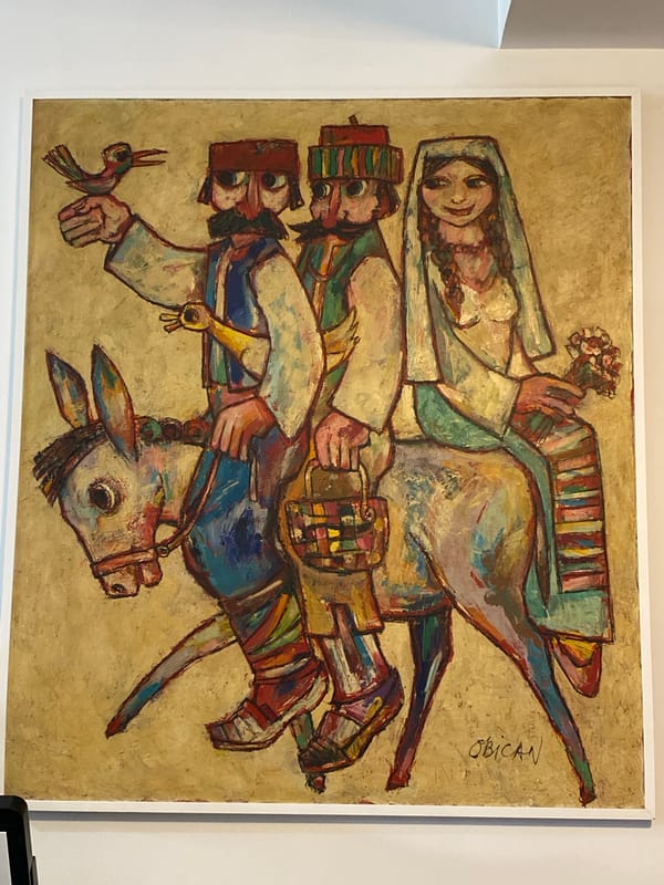 Wedding scene painting observed on wall in Cetinje