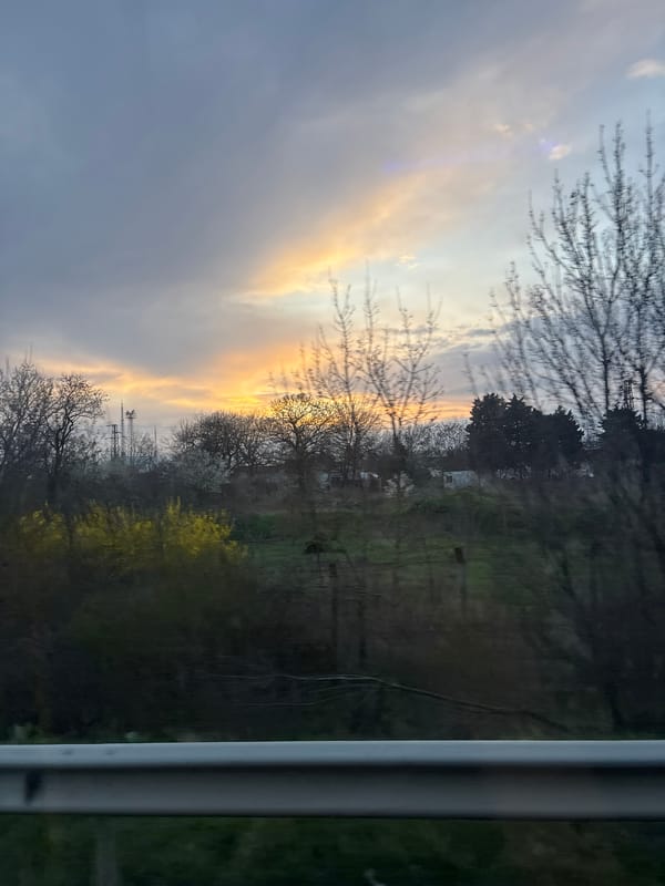 Sunset observed through window in Burgas, Bulgaria