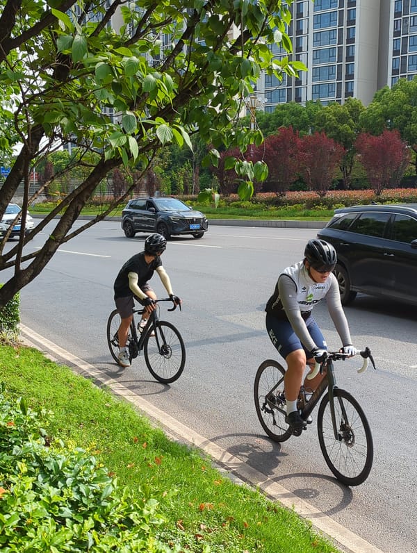 Daily life scenes captured across Jiangjin including cycling, sports, farming