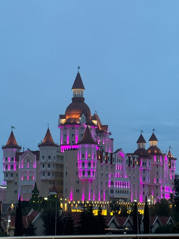 Evening scenes documented around Sirius Russia attractions and grounds