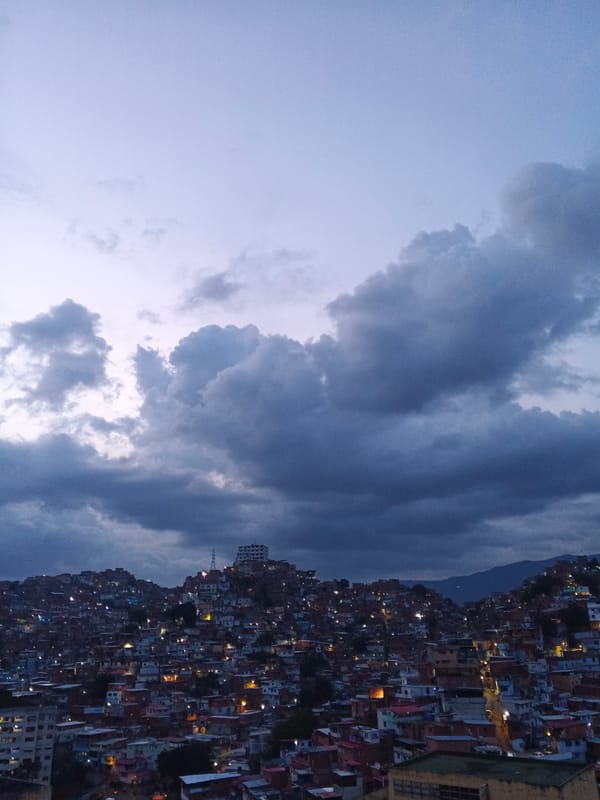 Caracas evening skyline captured during twilight hours