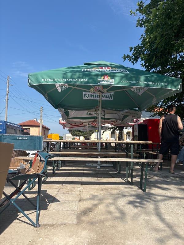 Morning scenes captured at outdoor market in Kostievo, Bulgaria