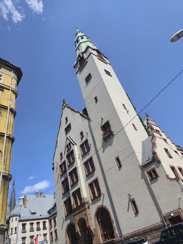 Szczecin's Old Town landmarks: spires, anchor fountain, Gothic hall