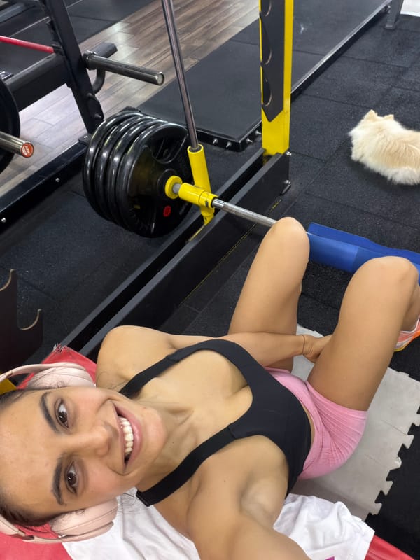 Woman takes exercise break at Bulgarian gym