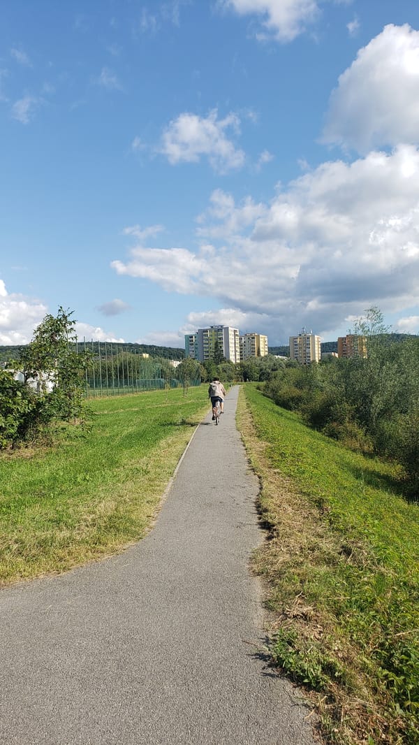 Morning along the Torysa: river, graffiti, and Prešov greenway