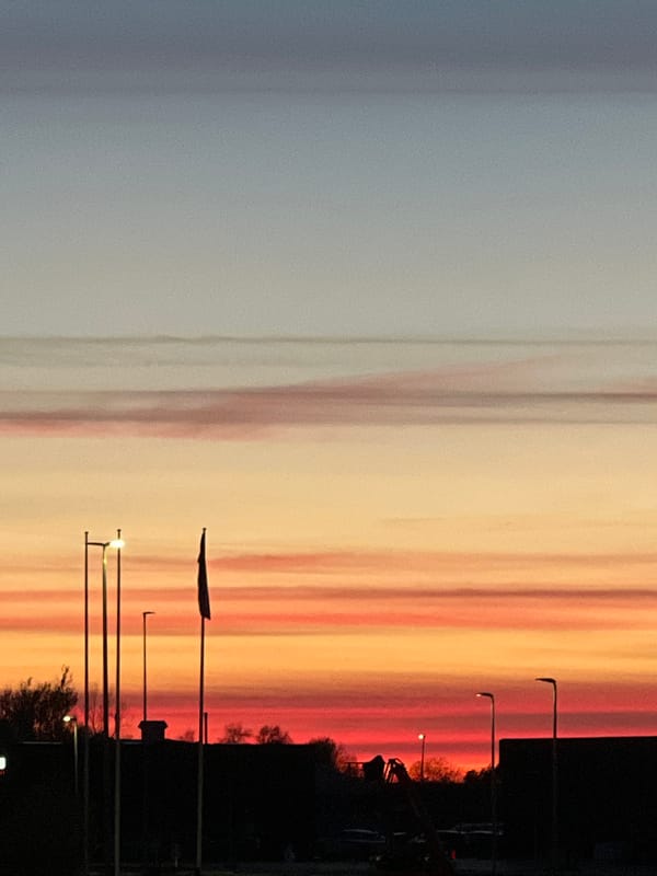 Dramatic sunset photographed over Aalborg, Denmark