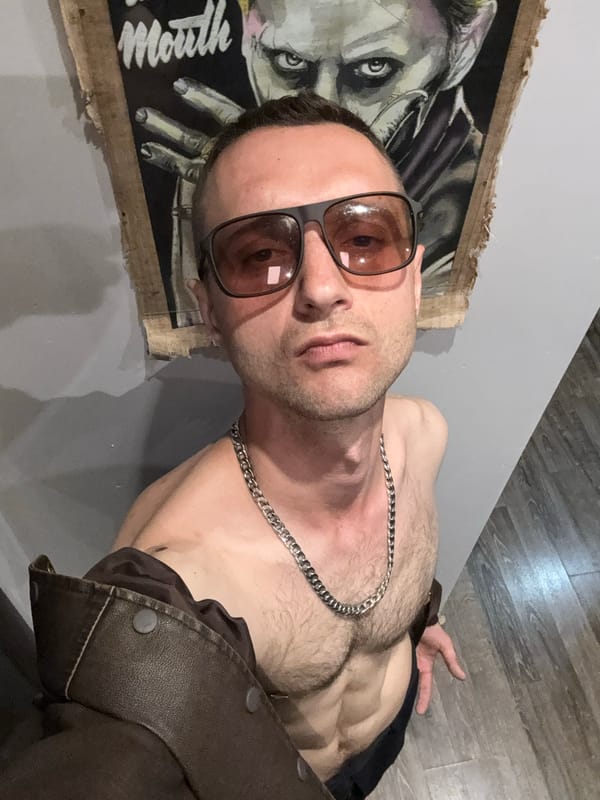 Late-night Kaliningrad apartment: selfies, Joker art, city views