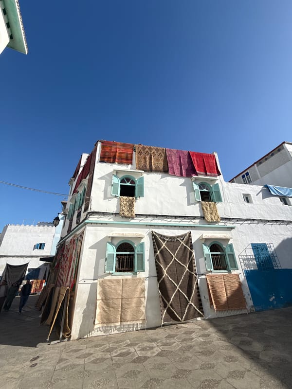 Street scene documented in Asilah showing traditional architecture