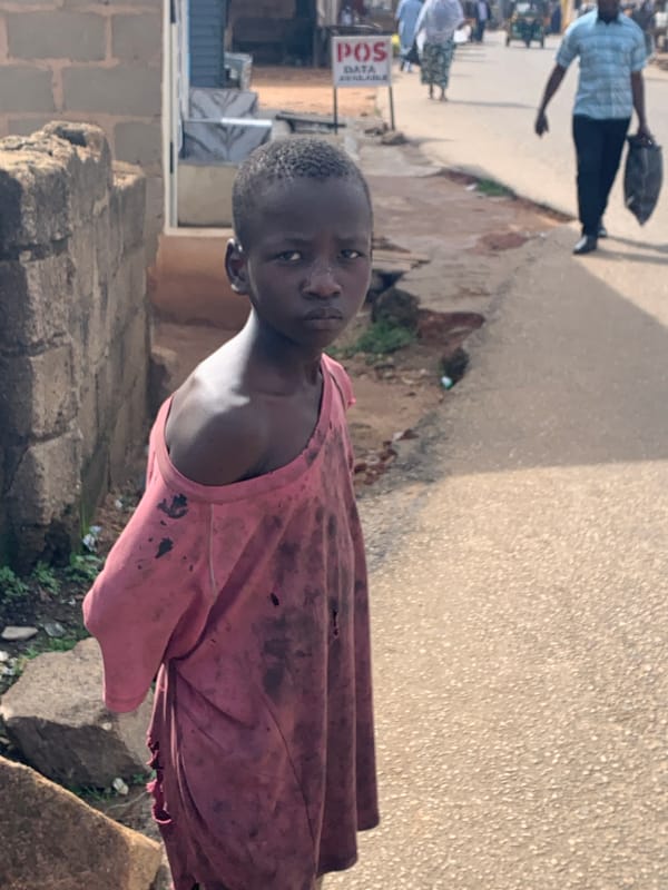 Morning street life in Gura Top, Jos, Nigeria