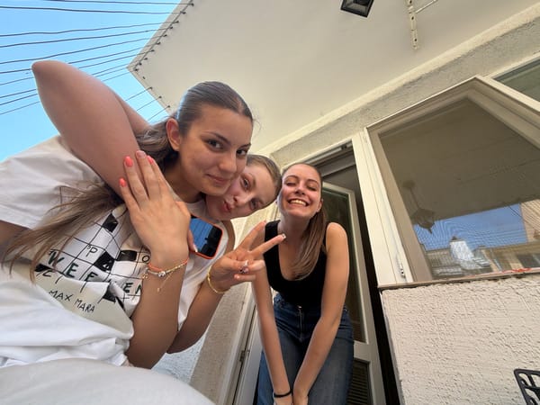 Young women enjoy balcony photo session in Burgas