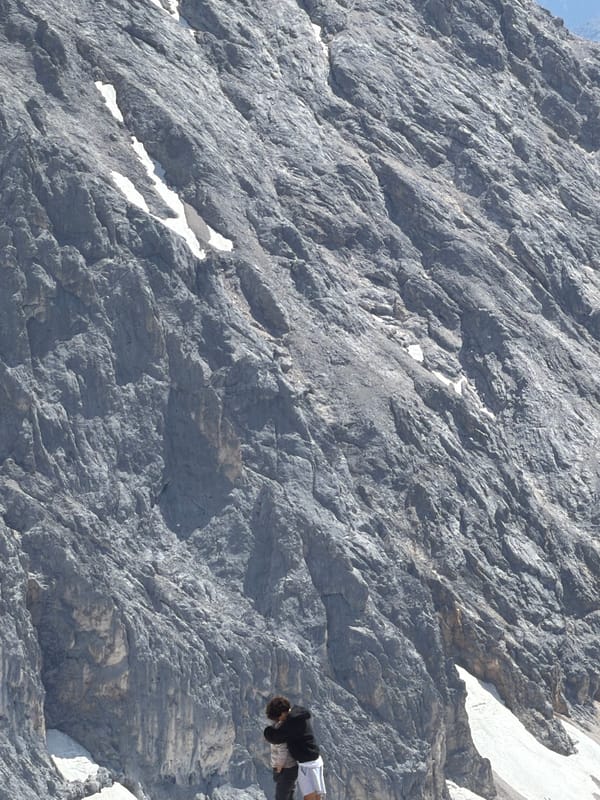 Morning on the Zugspitze summit, Alpine views in every direction