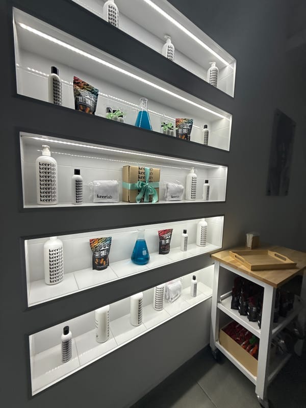 Evening activities documented across salon and retail spaces