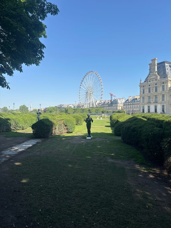Sunny morning at the Tuileries Garden and Louvre, Paris