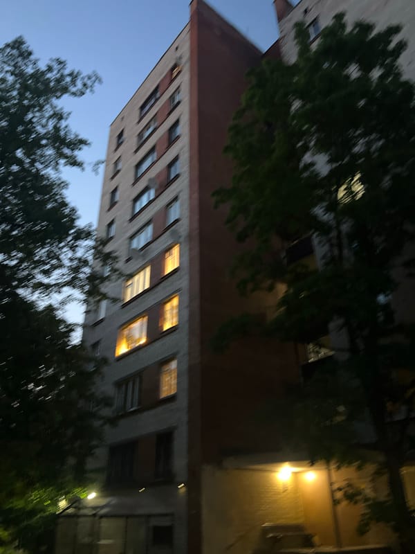 Evening residential scenes documented in unidentified Russian city