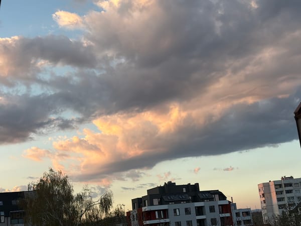 Evening sky conditions documented over Sofia rooftops