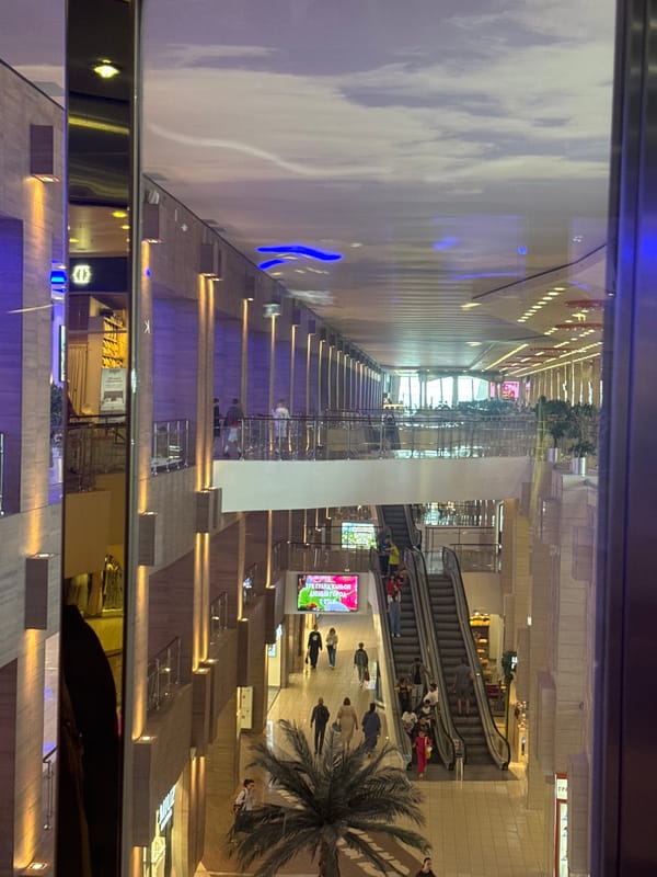 Inside Saint Petersburg's Grand Canyon mall on a June afternoon