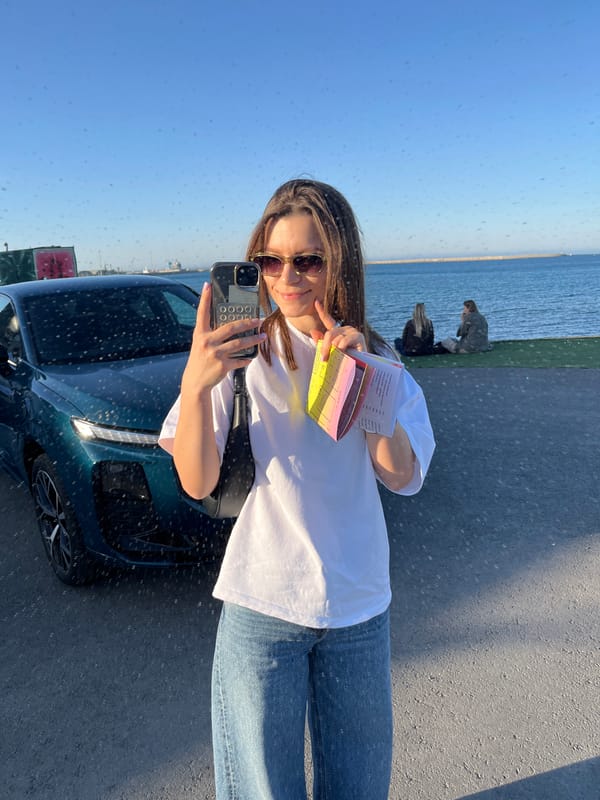 Woman documents art fair experience in Limassol, Cyprus