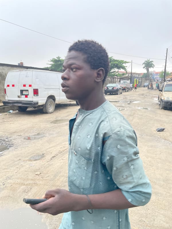 Morning street life documented across Lagos-area communities under overcast skies