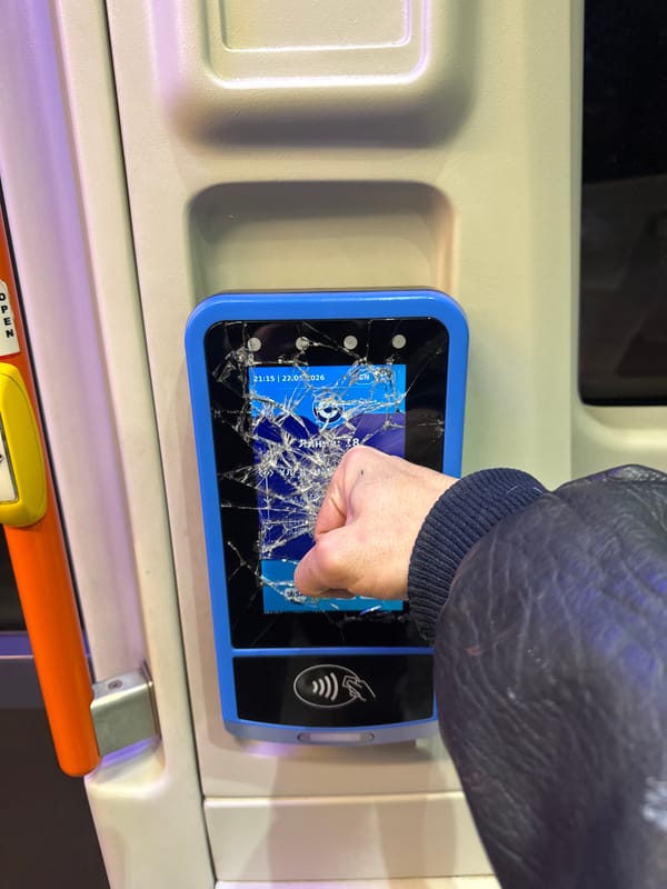 Transit ticket machine vandalized in Sofia, urban decay documented