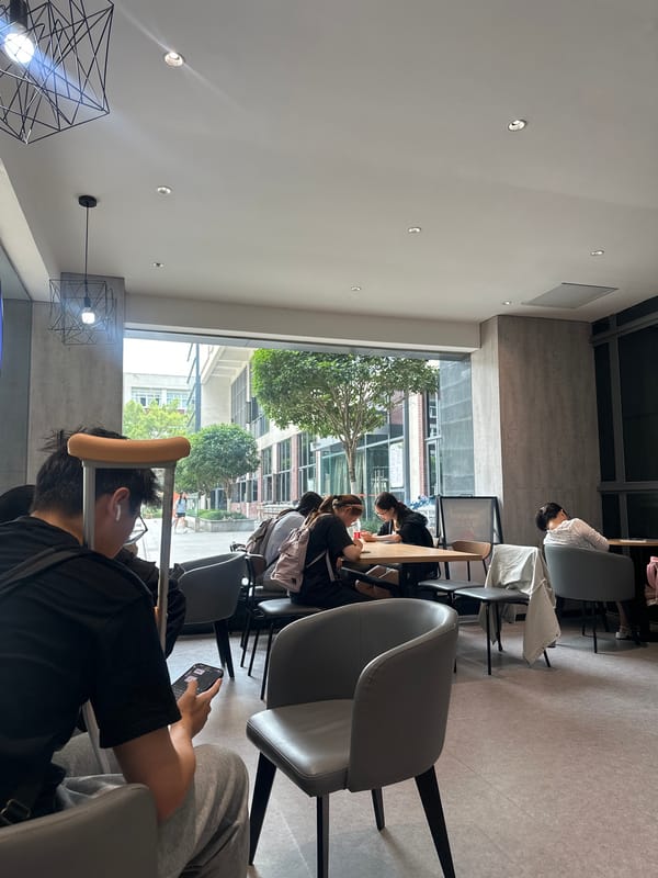 Early morning library study, coffee shop activity in Chongqing