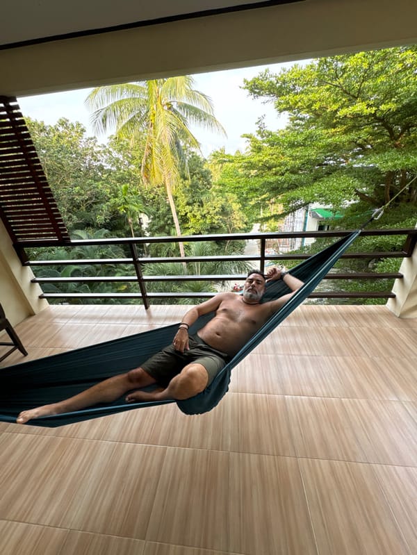 Leisure moments captured: hammock rest and outdoor dining