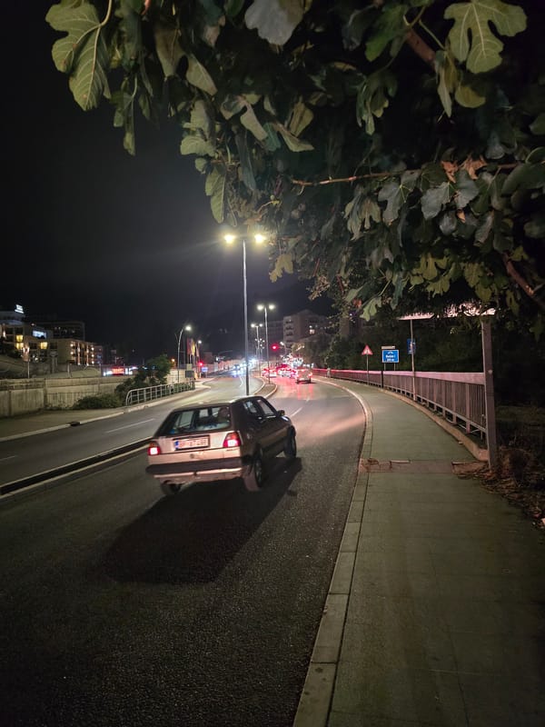 Nighttime snapshots along the Bečići–Boreti stretch of the Montenegrin coast