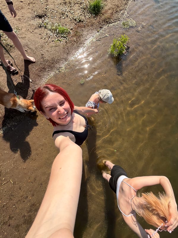 Family enjoys lakeside recreation in Chernushka, Russia