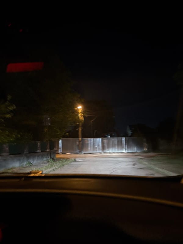 Nighttime street scene documented in Sofia, Bulgaria