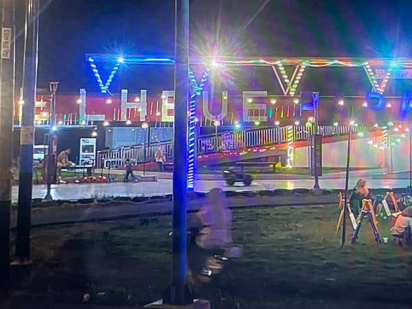 Keudebayu lights up across a busy summer evening