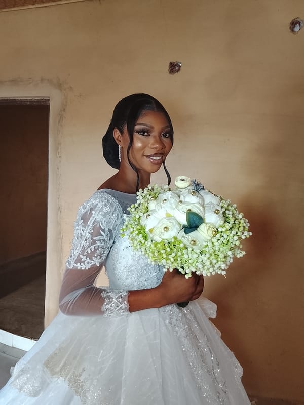 Bride poses for portrait photo in Jos, Nigeria
