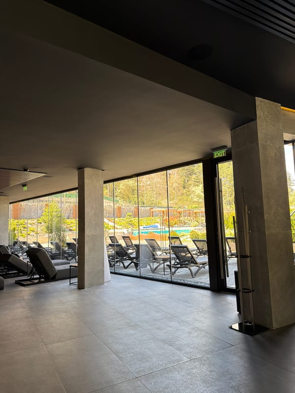 Interior views captured at Bulgarian location with pool landscape