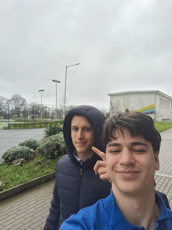 Young men take selfies during morning outing in Burgas