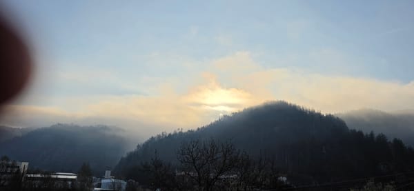 Dawn landscape observed in Rudozem, Bulgaria mountains