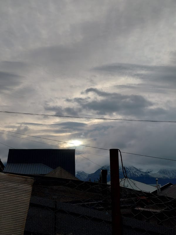 Cloudy afternoon skies documented in Ushuaia, Argentina