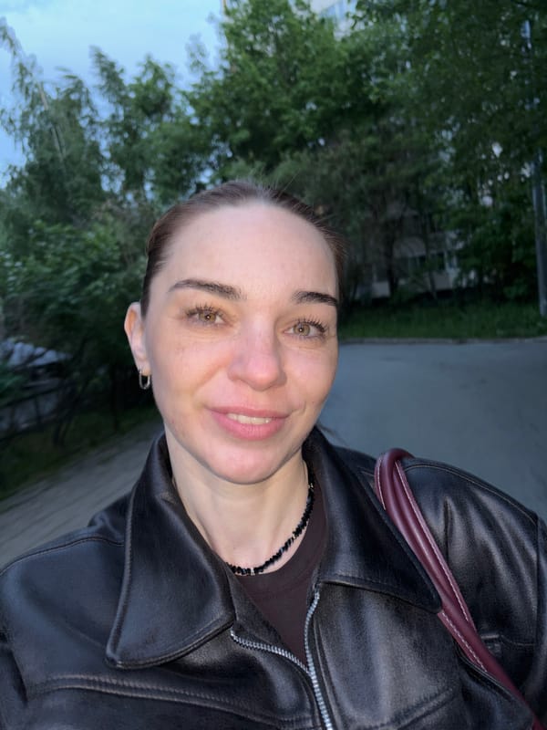 Woman takes evening selfies in Lednevo, Russia