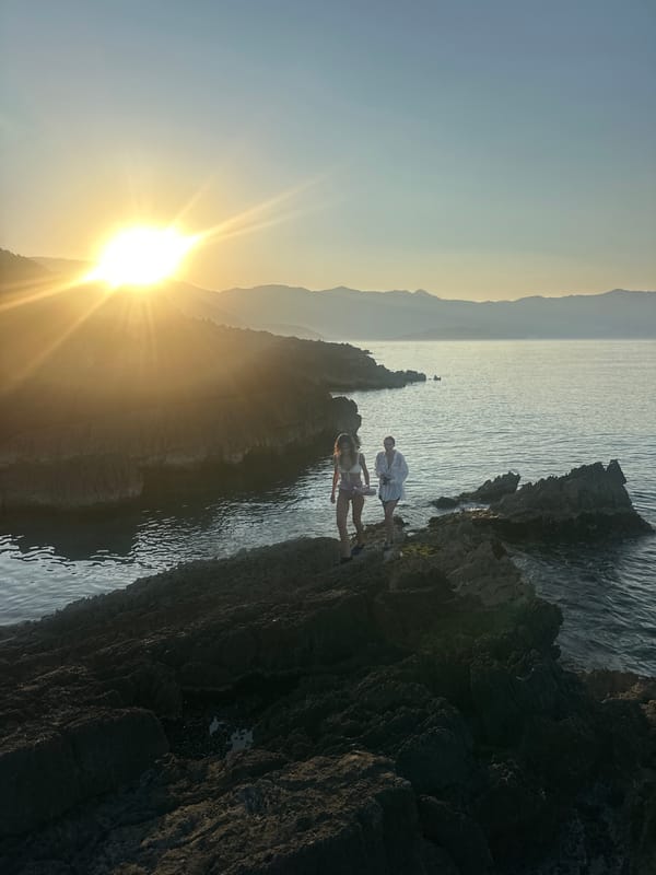 Sunset walk along Montenegro's rocky Adriatic shoreline