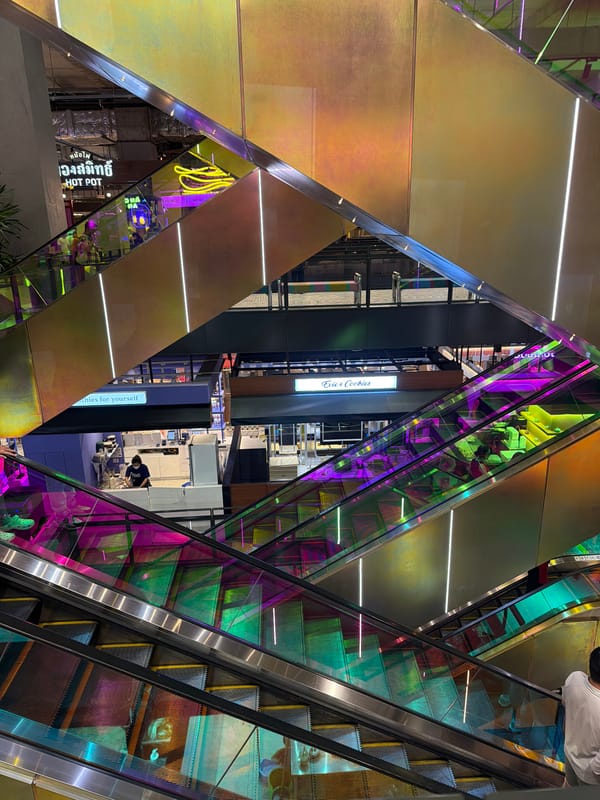 Food court stalls documented in commercial indoor space